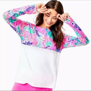 Lilly Pulitzer Finn Top Shirt Multi Seaside Carnivale, M